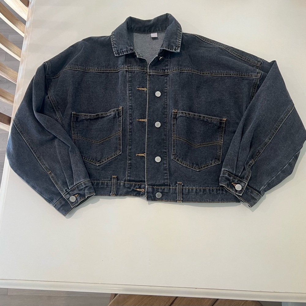 “Fashion Jeans” Black Denim Crop Jacket